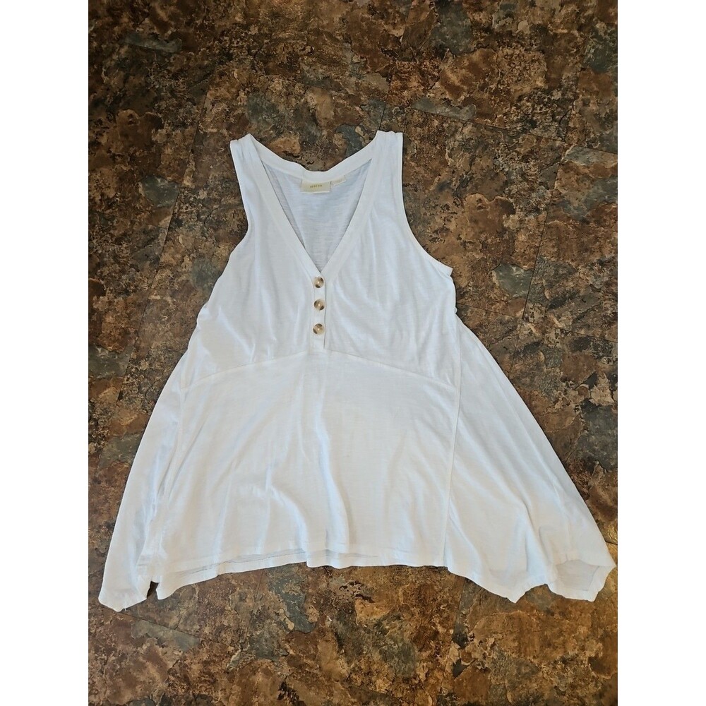 Maeve by anthropologie top small‎ White Dressy Tank top button flowy (B4)
